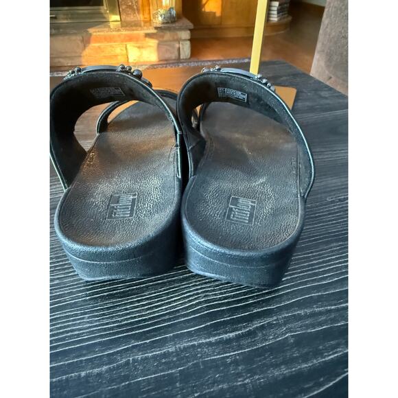 FitFlop Rosa Cluster Gemstone Black Slides Sz. 7 - Picture 3 of 8